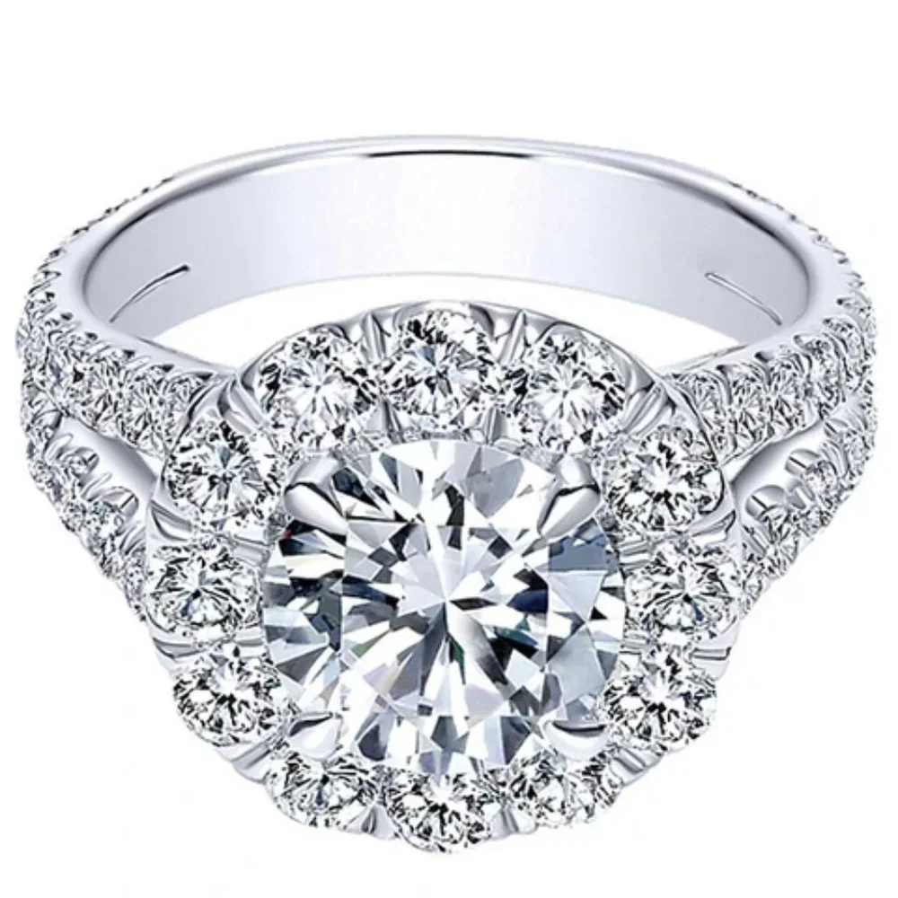 🎀Engagement Double Layer Round CZ Bridal Wedding Ring for Women, UNVN12291
